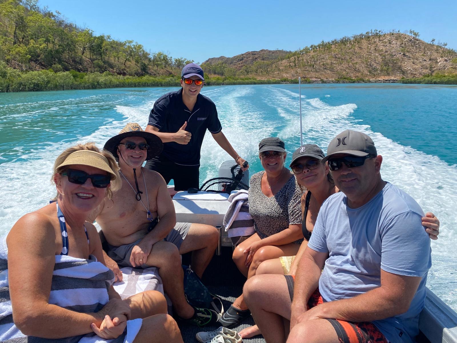 Exploring in the tender, dory along river